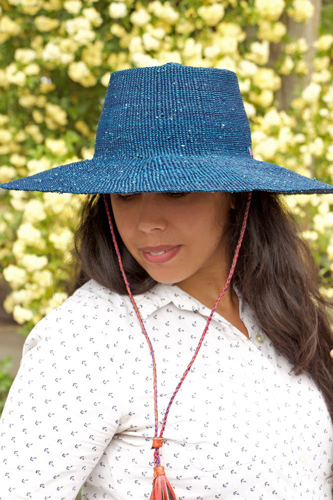 Ghanaian Blue Straw Sun Hat