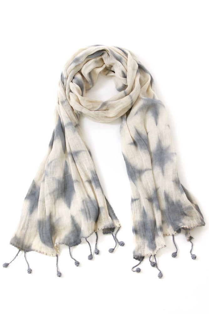 Grey Star Cotton Cloud Scarf from Mali