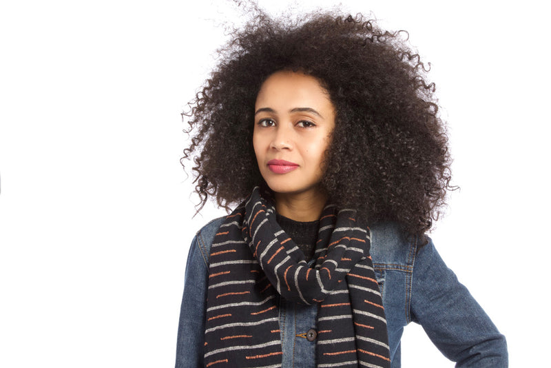 Ethiopian Henok Cotton & Silk Scarf with Copper Accents