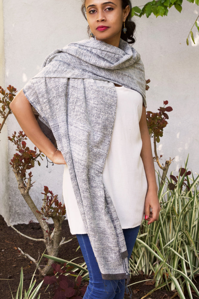 Ethiopian Stella Shawl with Grey Border