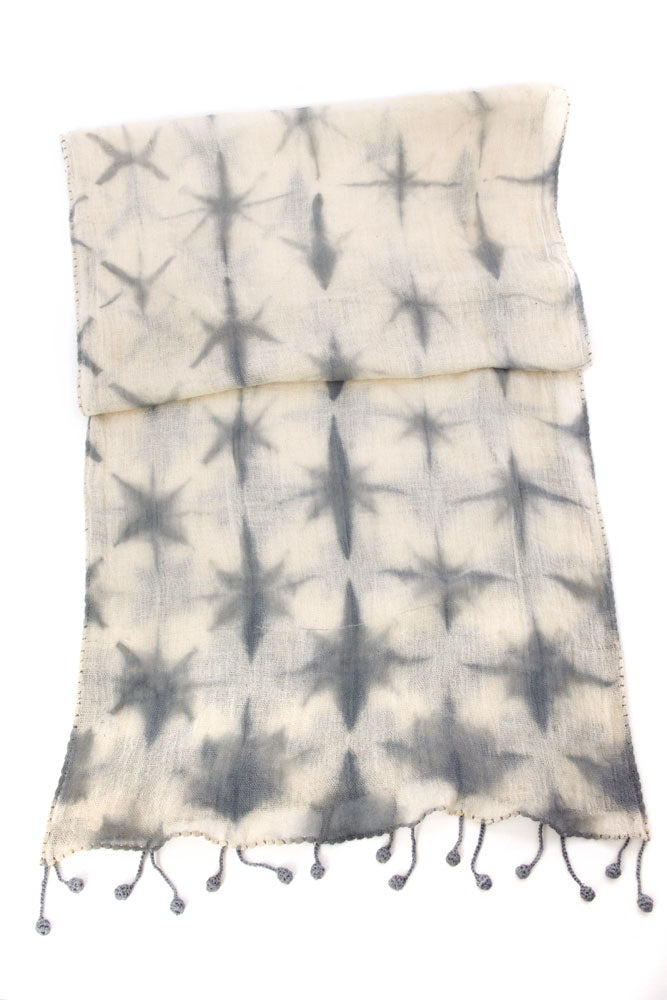 Grey Star Cotton Cloud Scarf from Mali