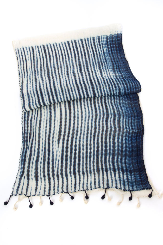 Indigo Cotton Cloud Scarf from Mali