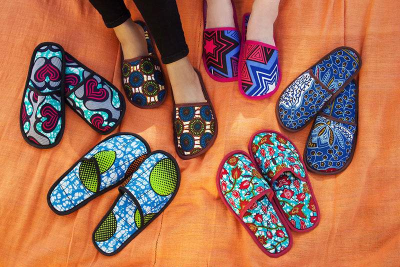 Small Ankara Cloth House Slippers from Ghana