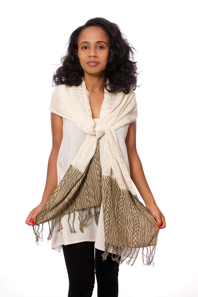 Grey Mudcloth Organic Cotton Open Weave Scarf