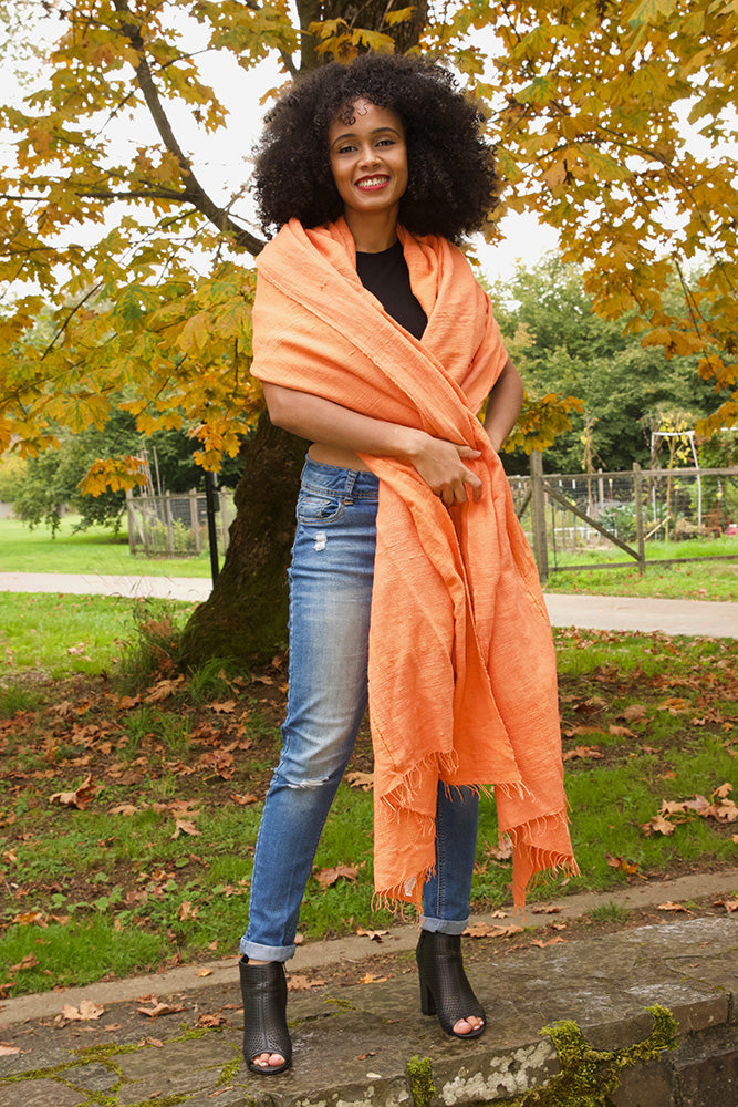 Tangerine Ethiopian Cotton Gabi Body Shawl