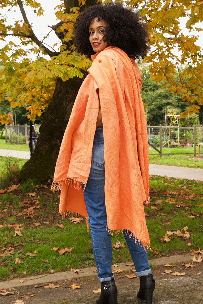 Tangerine Ethiopian Cotton Gabi Body Shawl