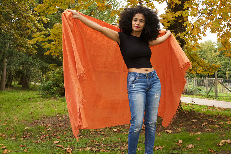 Tangerine Ethiopian Cotton Gabi Body Shawl