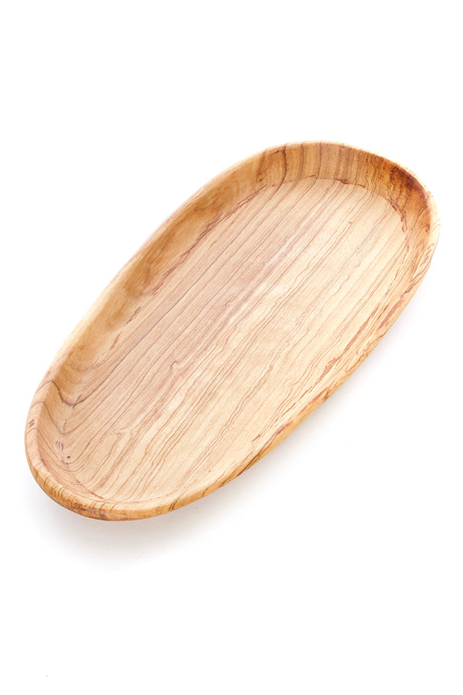 Set of Three Shallow Wild Olive Wood Oval Serving Bowls