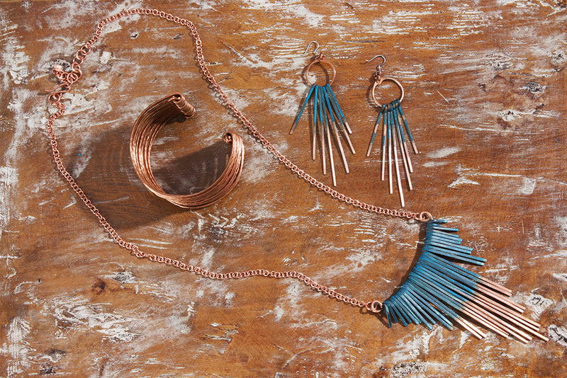 Copper Viridian Fringe Necklace