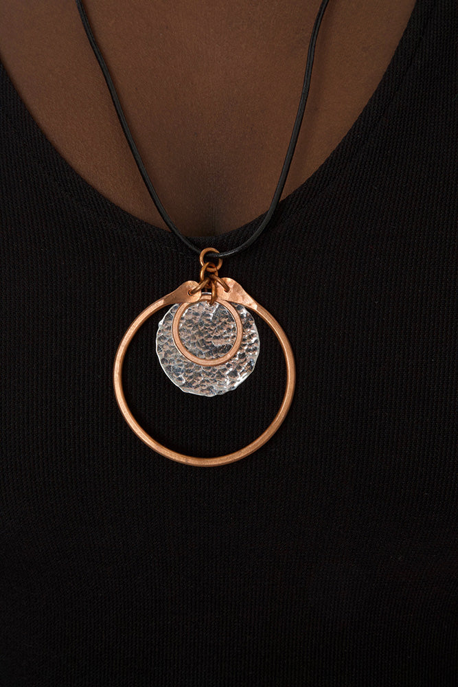 Zambian Copper and Silver Disc Necklace