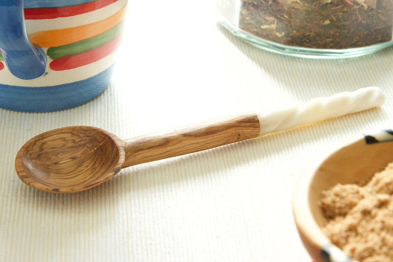 Spiral Handle Wild Olive Coffee Spoon