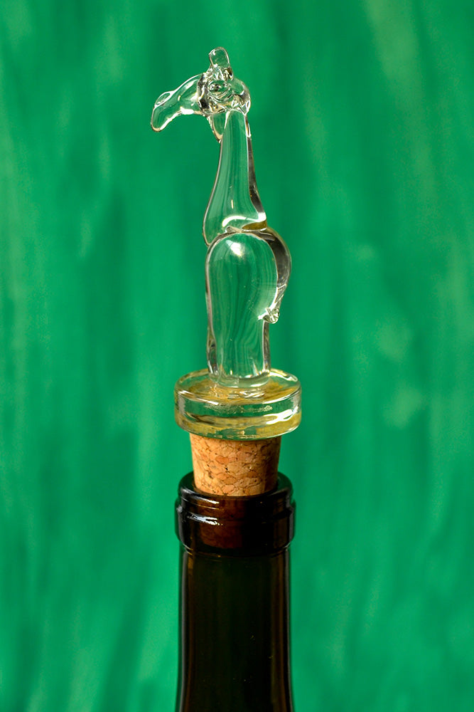 Handblown Recycled Glass Giraffe Bottle Stopper