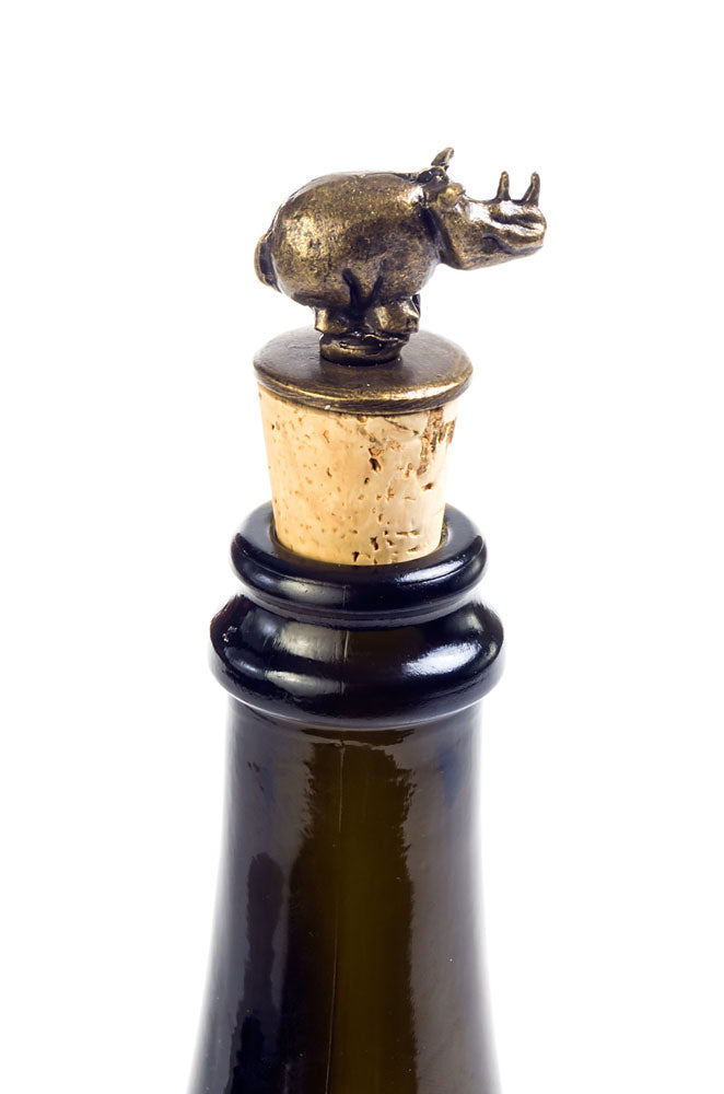 South African Brass Rhino Wine Bottle Stopper