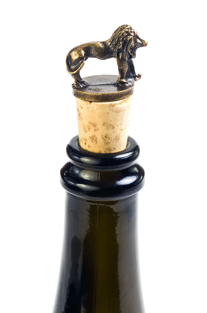 South African Brass Lion Wine Bottle Stopper