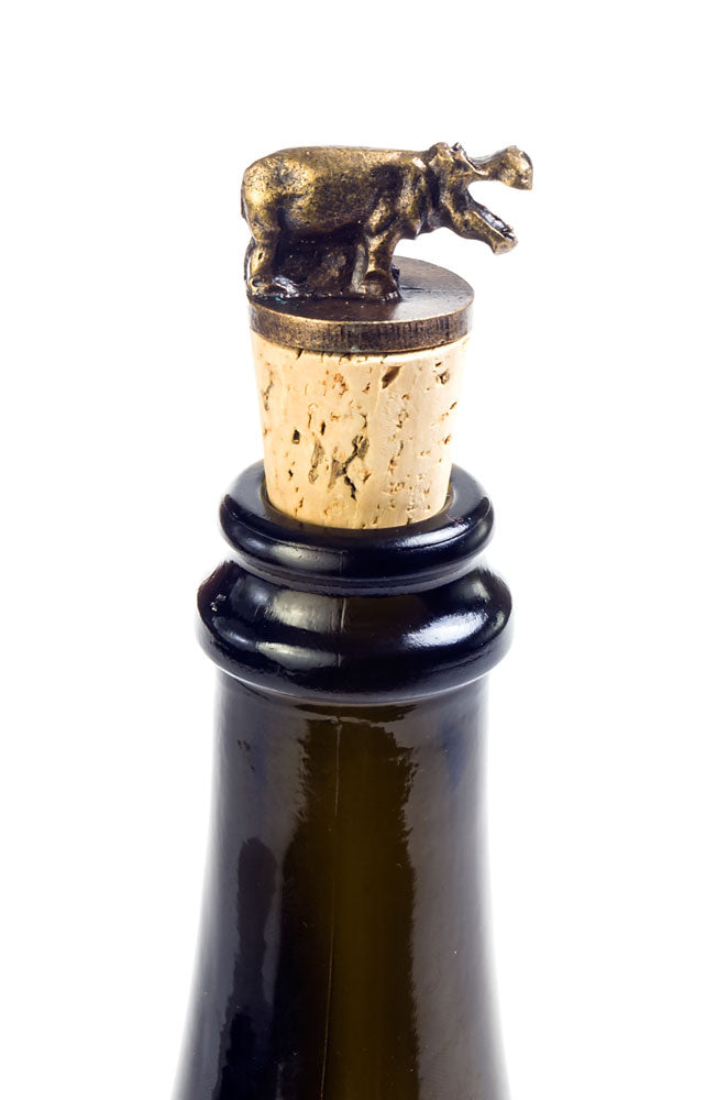 South African Brass Hippo Wine Bottle Stopper