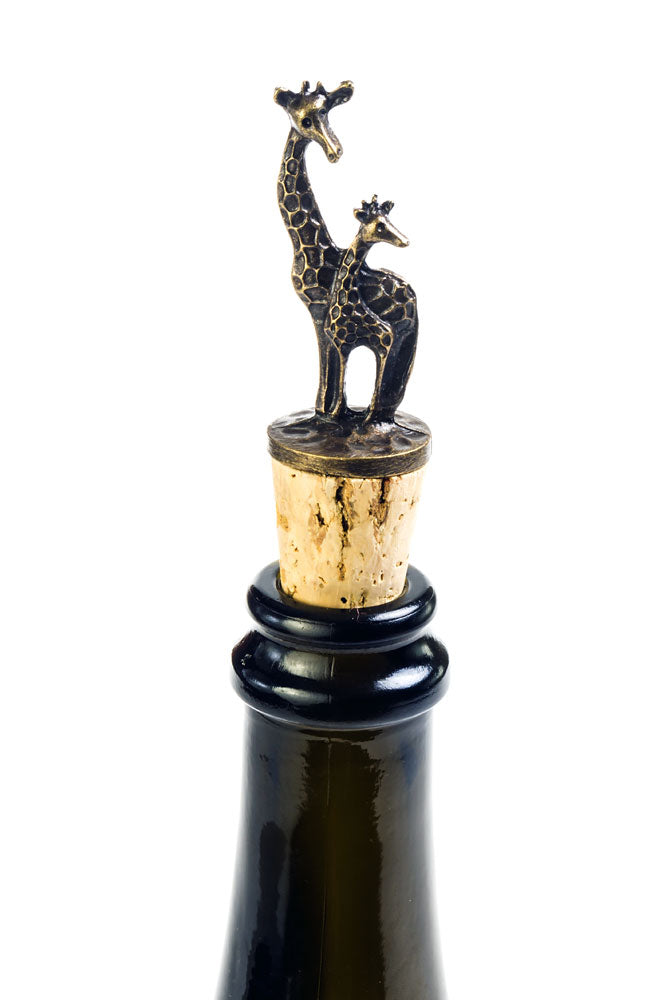 South African Momma & Baby Giraffe Wine Bottle Stopper